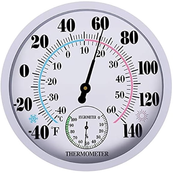 ZLCIndoor Outdoor Thermometer Hygrometer - Waterproof Hanging Wall Thermometer Decorative Outdoor Thermometer Large Numbers, No Battery Needed Outdoor Thermometers for Patio