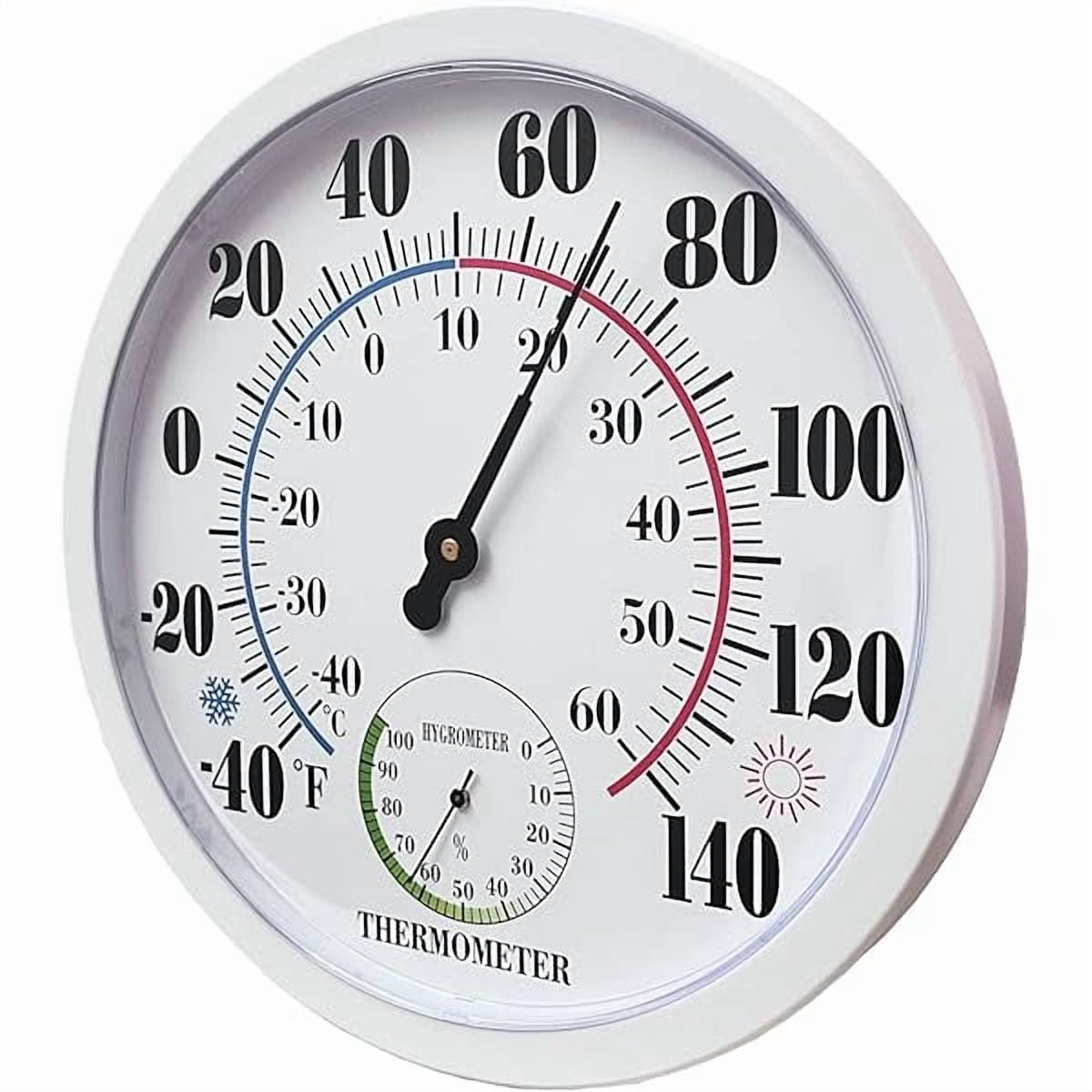ZLCIndoor Outdoor Thermometer Large Wall Thermometer-Hygrometer Waterproof Does not Require Battery (White)