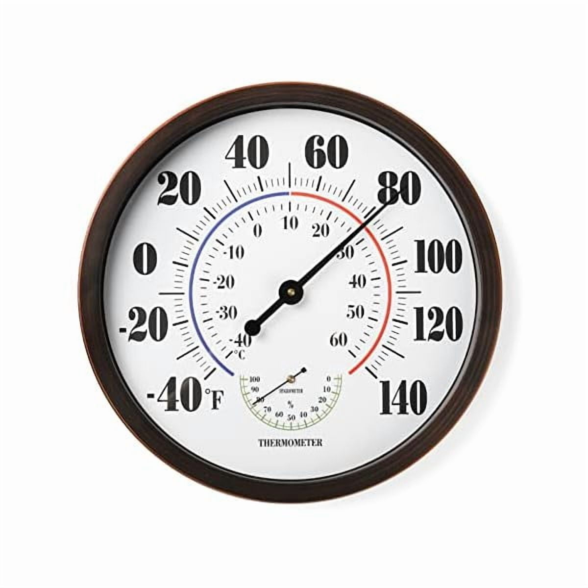 ZLCIndoor Outdoor Thermometer Wall Large Numbers Thermometer No Battery 12" Hanging Digital Weather Hygrometers for Home Garden Outside Patio Decor (Brown)