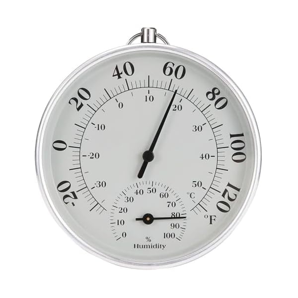 ZLCIndoor Outdoor Thermometer - Weather Dial Hygrometer Thermometer, No Battery Required Hanging Hygrometer for Wall, Table, Car, Greenhouse or Decorative, Round 4" in Diameter