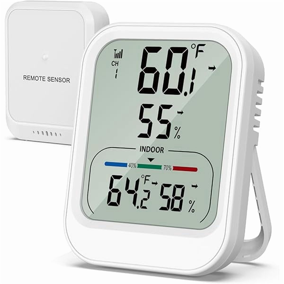 ZLCIndoor Outdoor Thermometer Wireless Hygrometer Weather Station, 3 inch LCD Monitor Humidity Adjustable Inside Outside Thermometers for Home, Garage, Room, Office