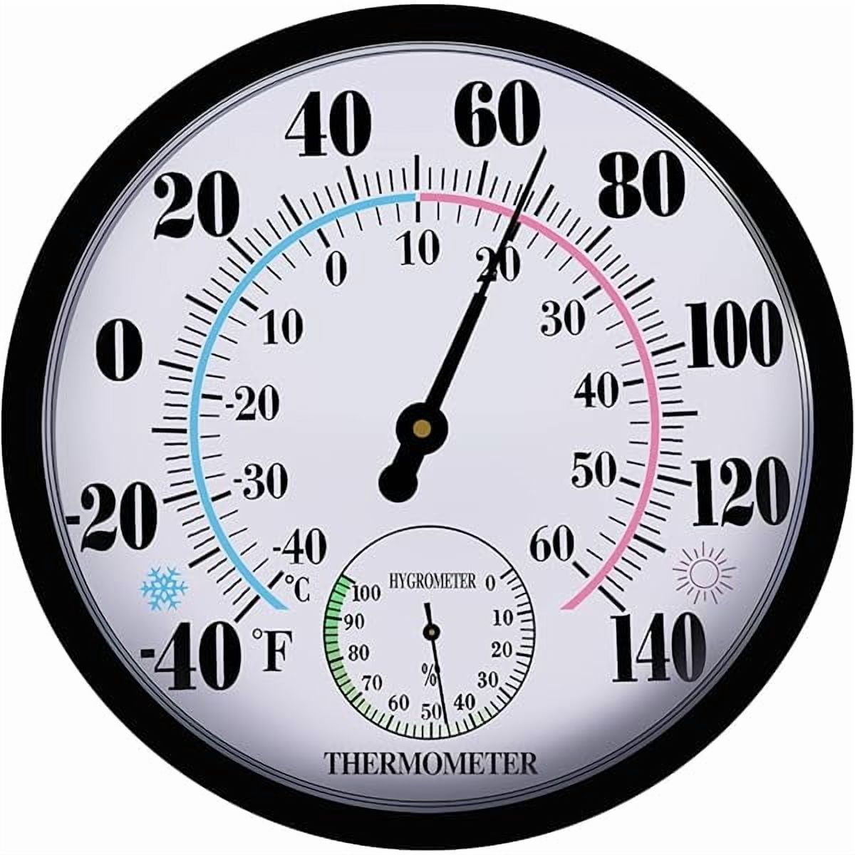 ZLCIndoor Outdoor Thermometers Hygrometer - 10 Inch Outdoor Thermometer for Patio, No Battery Needed Large Outside Thermometer Wireless, OutsideThermometers Large Numbers, Wall Hygrometer