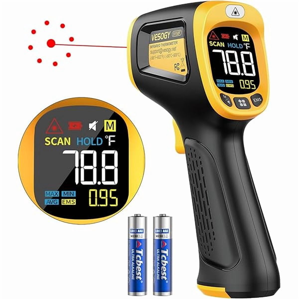 ZLCInfrared-Thermometer-Gun-Heat-Temperature-Gun -58°F ~932°F-Auto Off Digital Laser Thermometer Gun for Cooking,Pizza Oven,Grill,Large Display IR Thermometer Temp Gun with Adjustable Emissivity