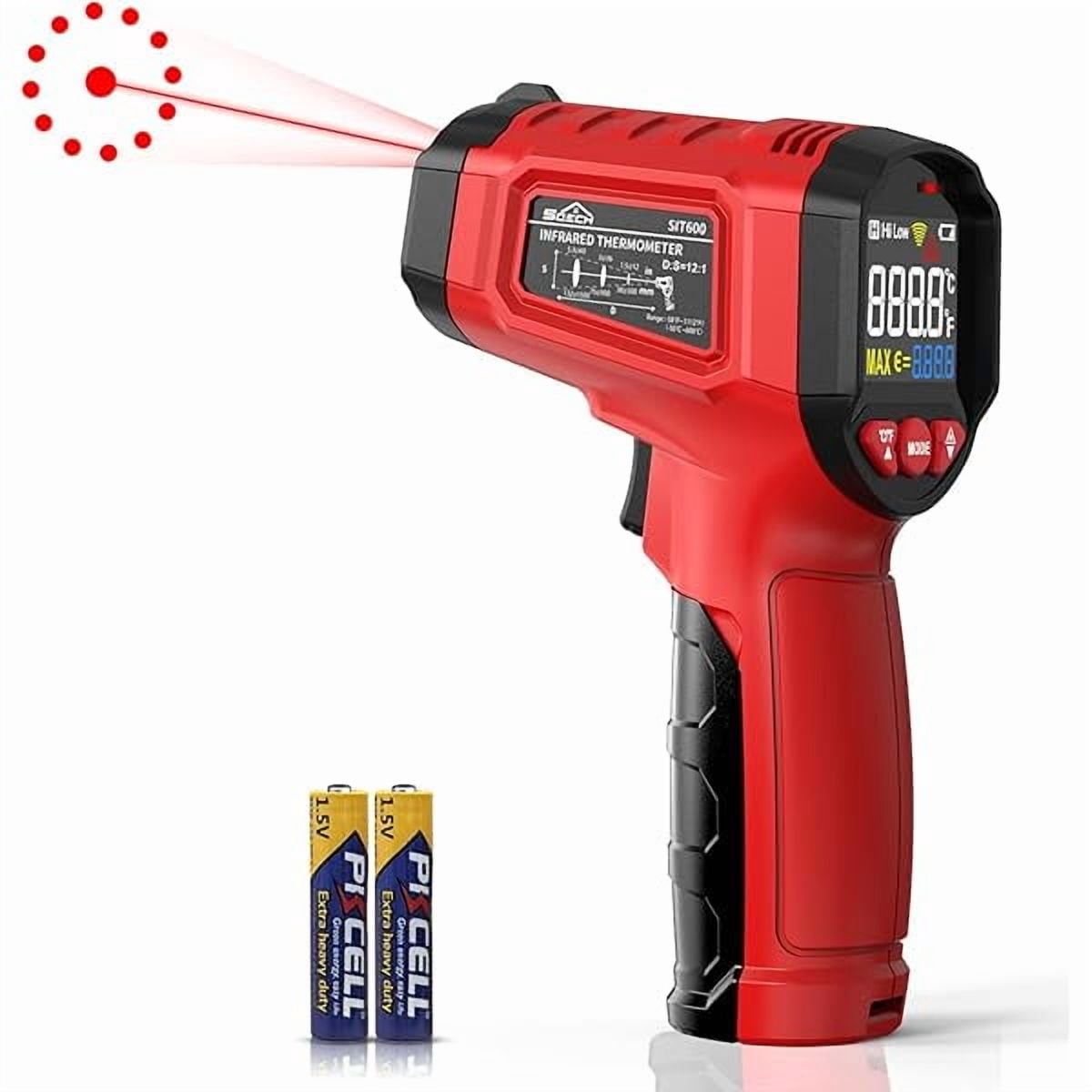ZLCInfrared Thermometer Gun, Laser Thermometer Gun -58℉～1112℉(-50℃～600℃),Non-Contact Temperature Gun with Adjustable Emissivity&Color Backlight for Cooking, Pizza Oven,BBQ,Fridge,Engine,HVAC(Red)