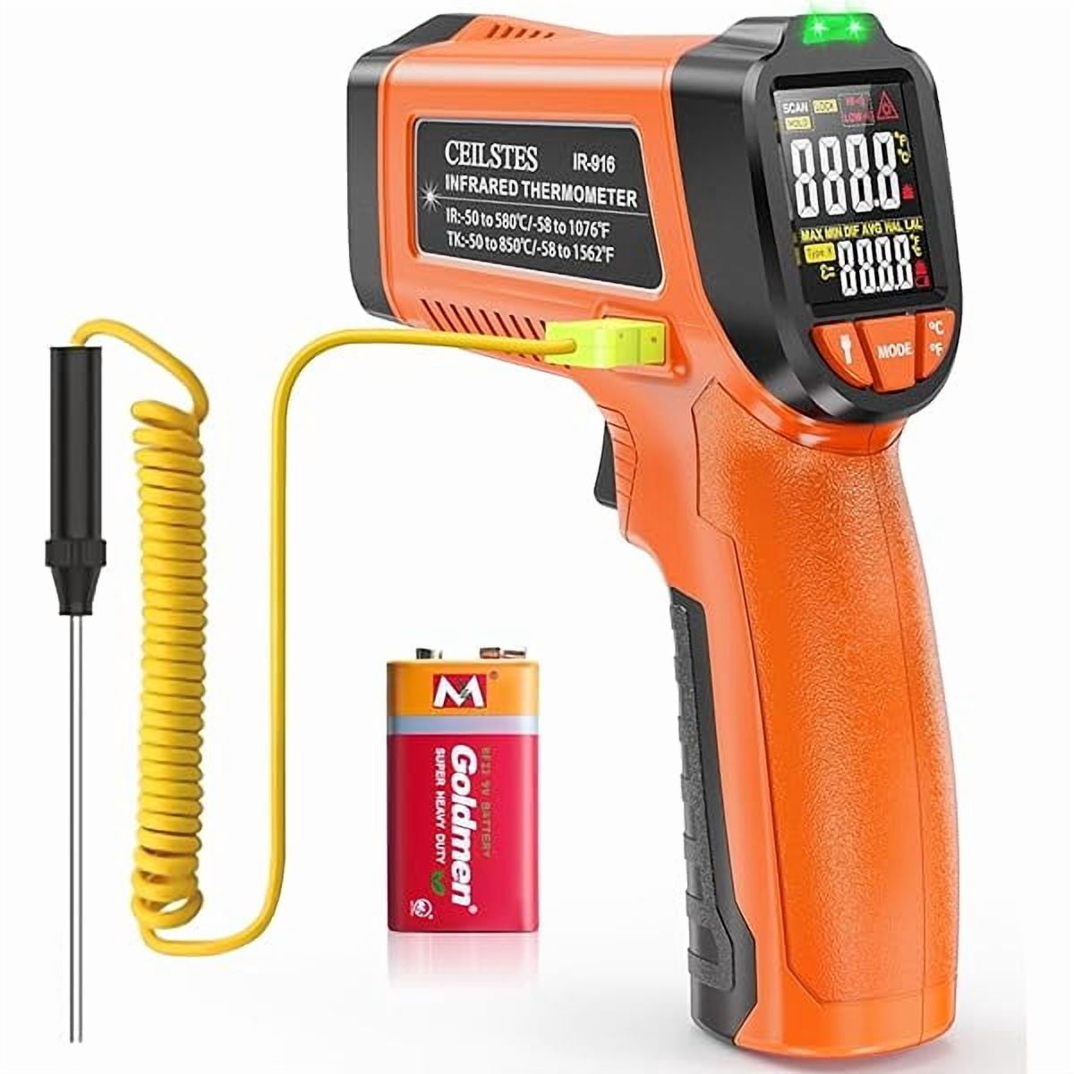 ZLCInfrared Thermometer Gun, Non-Contact Digital Laser Temperature Gun, -58°F to 1076°F, Adjustable Emissivity and Max/Min Values for Industrial, Cooking, Griddle,Engine, HVAC (Not for Human)