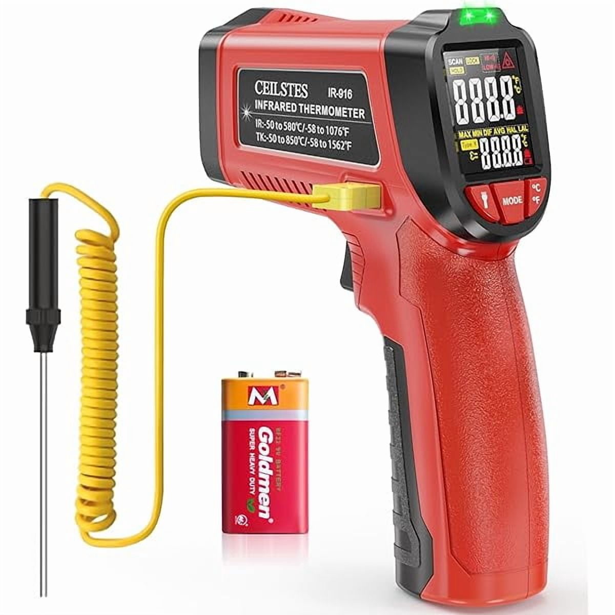 ZLCInfrared Thermometer Gun, Non-Contact Digital Laser Temperature Gun, -58°F to 1076°F, Adjustable Emissivity and Max/Min Values for Industrial, Cooking, Griddle,Engine, HVAC (Not for Human)