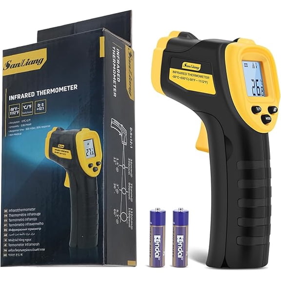 ZLCInfrared Thermometer Laser Temperature Gun -58 to 1112 with Adjustable Emissivity & Max and Min Measure Laser Digital IR Thermometer Gun Temp IR Surface Tool Heat Temp Gun for Cooking.