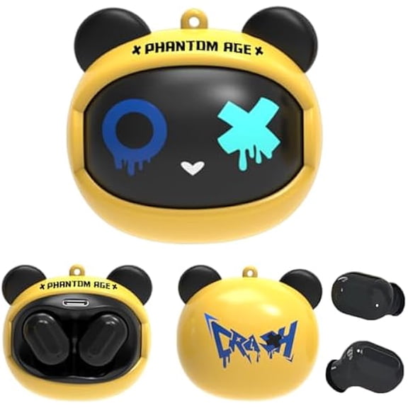 ZLCKids Wireless Earbuds with Rotating Chaging Case Wireless Bluetooth Earbuds for Kids, Kid Ear Buds with Mic, 88dB Safe Volume, Earphones Earpods in-Ear for Android iOS Cell Phone Laptop, Bear