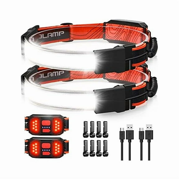 ZLCLED Headlamp Flashlight, 1000lumens 230 Broadbeam Headlight, USB Rechargeable Head Lamp with Red Taillight, Lightweight Waterproof Headlamps for Camping Running Hiking, Hard Hat Headlamp