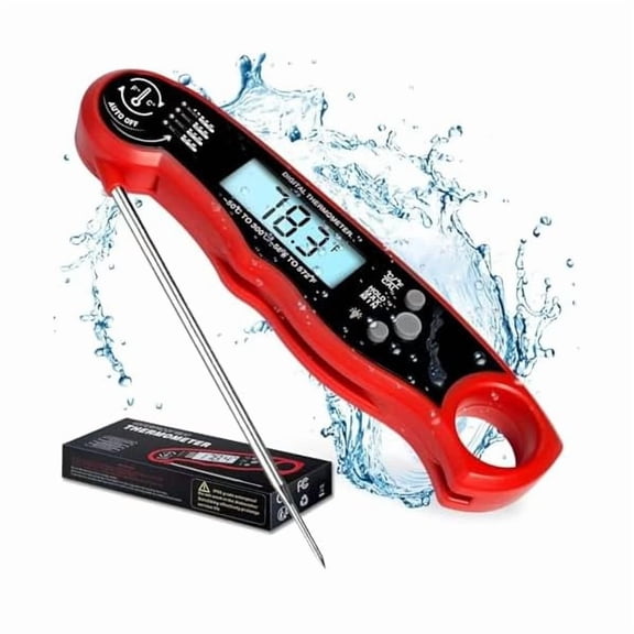 ZLCMeat Thermometer Digital for Cooking and Grilling, Collapsible Probe, with Magnet, Calibration, Backlight Waterproof Food Thermometer, Instant Read Thermometer for Kitchen, Meat, Steak, Turkey