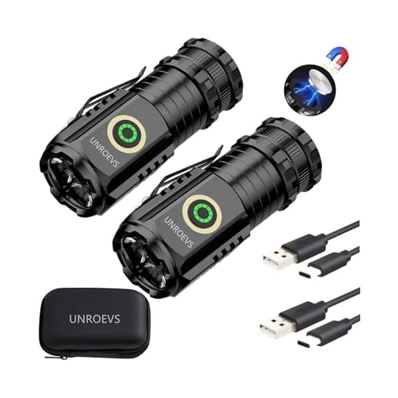 ZLCMini Flashlight 2550 Lumens Rechargeable USB C Charging, Small Flashlights High Lumens 5 Modes, Pocket Flashlight with Clip, Magnetic Flashlight for EDC,Camping, Hiking,Emergency(2 Pack)