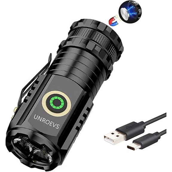 ZLCMini LED Flashlight Rechargeable USB C Charging, Small Flashlights Powerful Max 2550 Lumens with 5 Light Modes, Pocket Light with Clip, Magnetic Flash Lightfor EDC,Camping, Hiking,Emergency