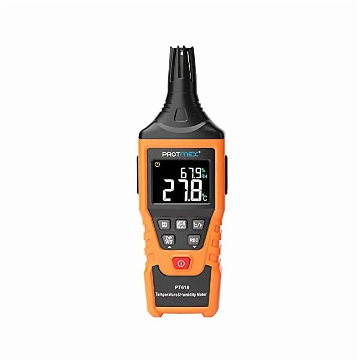 ZLCPT618 Temperature Humidity Meter, Thermometer Hygrometer Monitor with Ambient, Dew Point, Wet Bulb for Indoor/Outdoor MIN, MAX, Data Hold, LCD Backlight