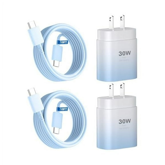ZLCPhone 15 Charger,30W USB C Fast Charger Block & 10FT Long C to C Fast Charging Cable Cord for Phone 15/15 Pro Max/ 15 Plus/ 15 Mini,Pro 12.9/11,10th Gen/Mini 6 Galaxy S24 Ultra,Blue Gradient