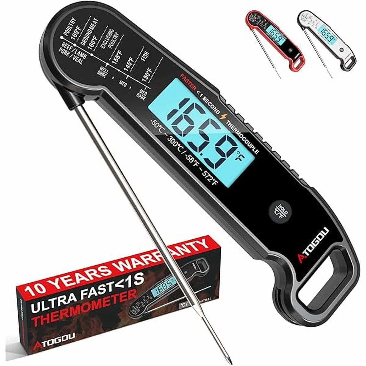 ZLCProfessional Food & Meat Thermometer, 1 Sec Instant Read & ±0.5℉ Accuracy Driven by Thermocouple Sensor. IP67 Waterproof Digital Thermometer for Cooking, BBQ, Grill Gifts for Men Him Dad Birthday