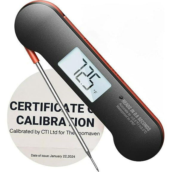 ZLCProfessional Meat Thermometer Digital, 0.6 Sec Instant Read, 0.5 NIST Certified Accuracy, 100% Waterproof, Bright Backlit, Temperature Indicator for Grill, BBQ, Smoker