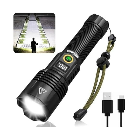ZLCRechargeable Flashlights 2200 High Lumens, Super Bright LED Flashlight with Zoomable, 6 Modes, IPX6 Waterproof, Powerful Tactical Handheld Flash Light for Camping, Hiking, Emergencies