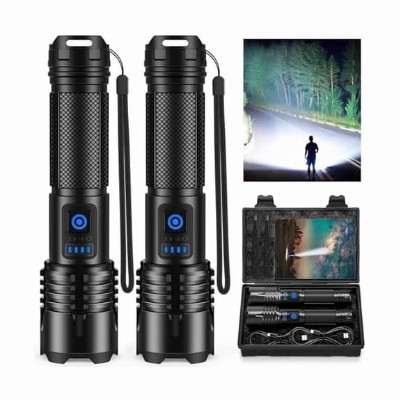 ZLCRechargeable Flashlights High Lumens, 90,000 Lumens Super Bright Led Flashlights with USB Cable, Adjustable Powerful 5 Modes Waterproof Flashlight Handheld Flash Light for Home Camping