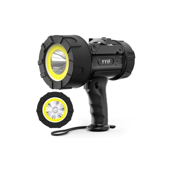 ZLCRechargeable Spotlight 1200,000 Lumen LED, Handheld Spotlight with COB Light Floodlight, IP67 Waterproof, Stand by Impact Resistant Handheld Flashlight
