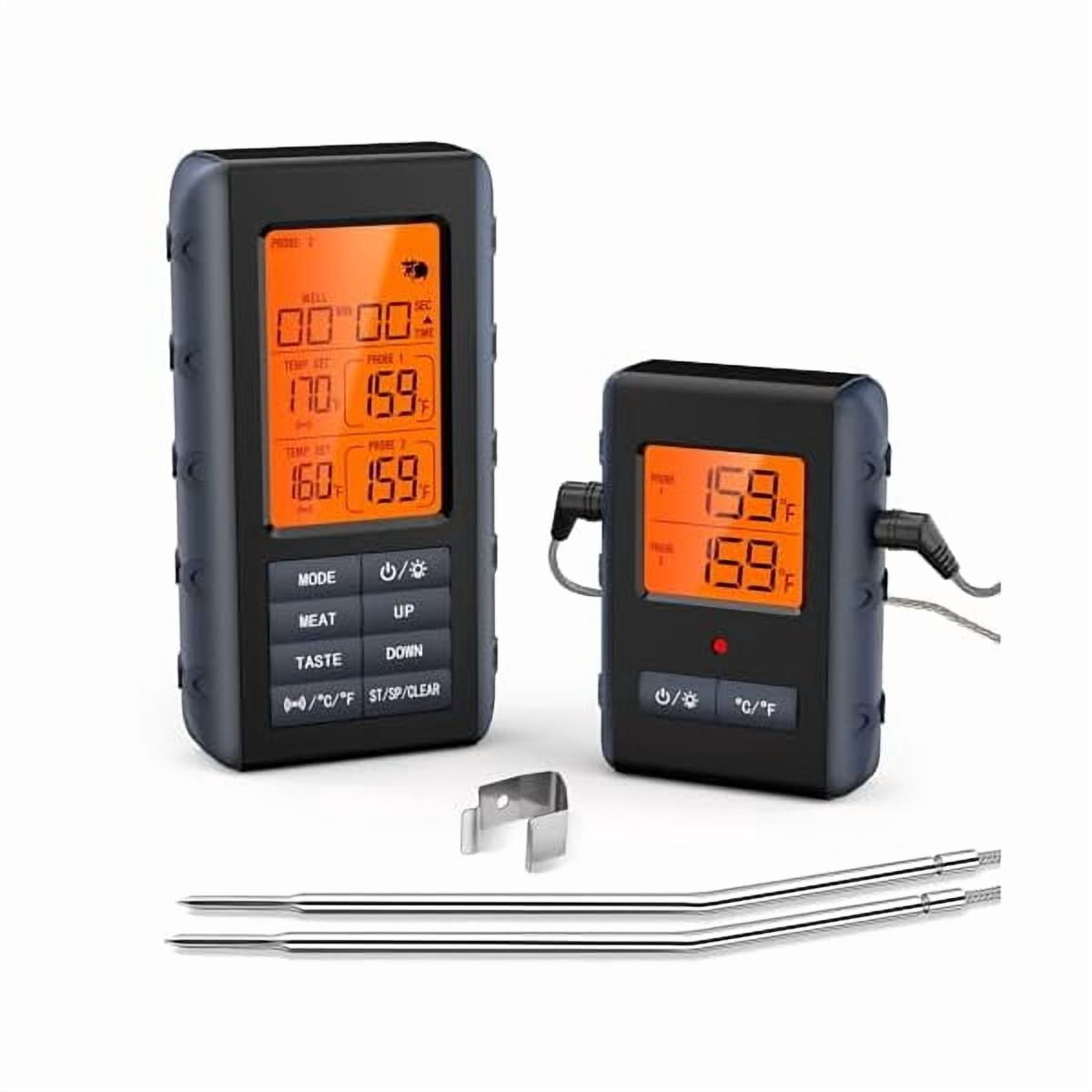 ZLCRemote Meat Thermometer Wireless, Vauno Wireless Meat Thermometer for Grilling and Smoking with Dual Meat Probe, Kitchen Timer, Digital Cooking Food Thermometer for Smoker BBQ Oven Outside Grill