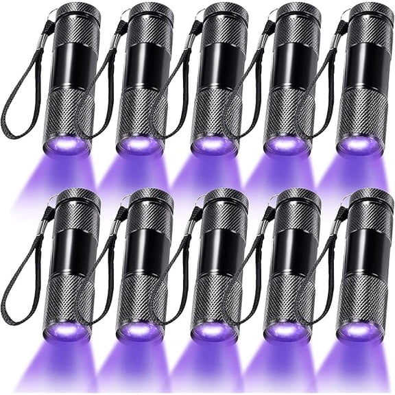 ZLCRoceei 10 Pieces UV Blacklight Flashlights, LED Light, Handheld, Mini Light Torch Detector, Portable UV Flashlight Torch for Pets Stains Urine (Purple Light)