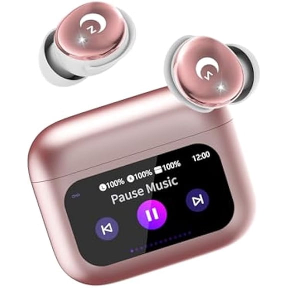ZLCSleep Earbuds, Bluetooth 5.4 in Ear Smart Touch Screen Earbuds, 48H Sleep Headphones Small Design for Side Sleepers, Crystal-Clear Calls Ear Buds, 5 EQ Modes, IPX7 Waterproof Earphones Rose Gold
