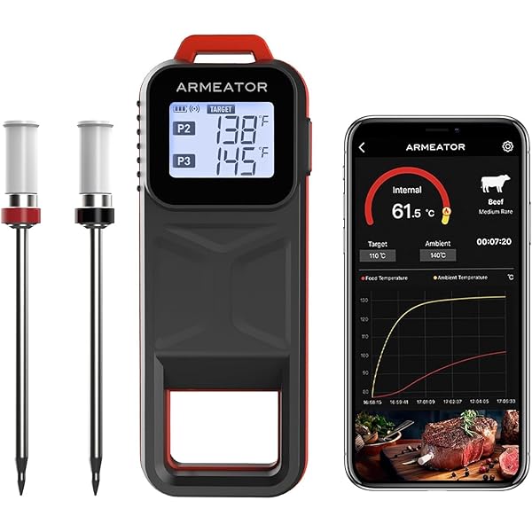 ZLCSmart Meat Thermometer with 2 Probes, Unlimited Range Bluetooth Meat Thermometer, Digital Food Thermometer for Remote Monitoring of BBQ Grill, Oven