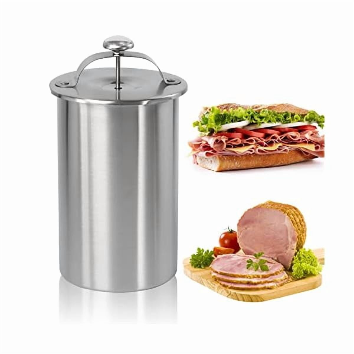 ZLCStainless Steel Ham Maker Meat Press Cooker for Making Healthy Homemade Deli Meat with Thermometer - Kitchen Bacon Pressure Cookers Boiler Pot Pan Stove