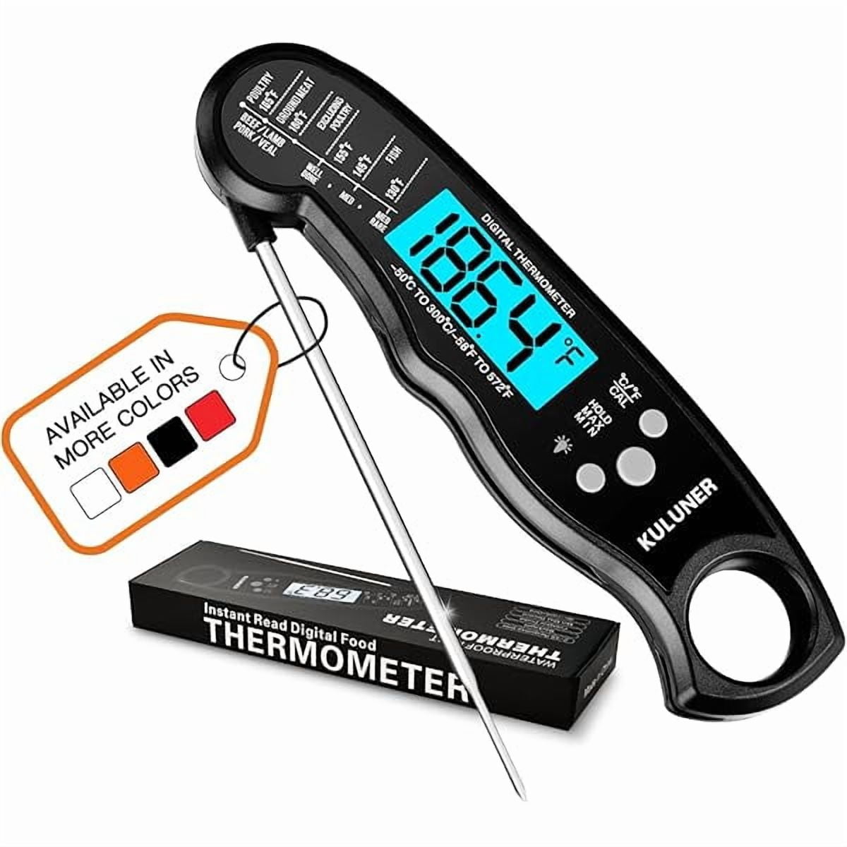 ZLCTP-01 Waterproof Digital Instant Read Meat Thermometer with 4.6 Folding Probe Backlight Calibration Function for Cooking Food Candy, BBQ Grill, Liquids,Beef(Black)