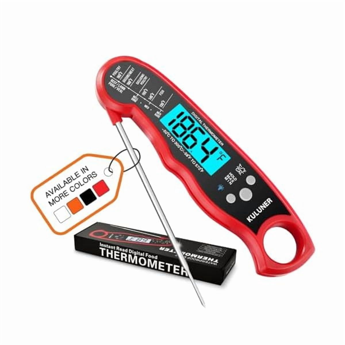 ZLCTP-01 Waterproof Digital Instant Read Meat Thermometer with 4.6 Folding Probe Backlight Calibration Function for Cooking Food Candy, BBQ Grill, Liquids,Beef（Red）