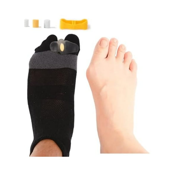 ZLCToe Spacer Bunion Corrector Socks, Bunion Corrector, All-Day Comfort and Breathable, Day and Night Support, Relieve Bunion Pain, Non-Slip Big Toe Straightener 2 Pcs(Black L)