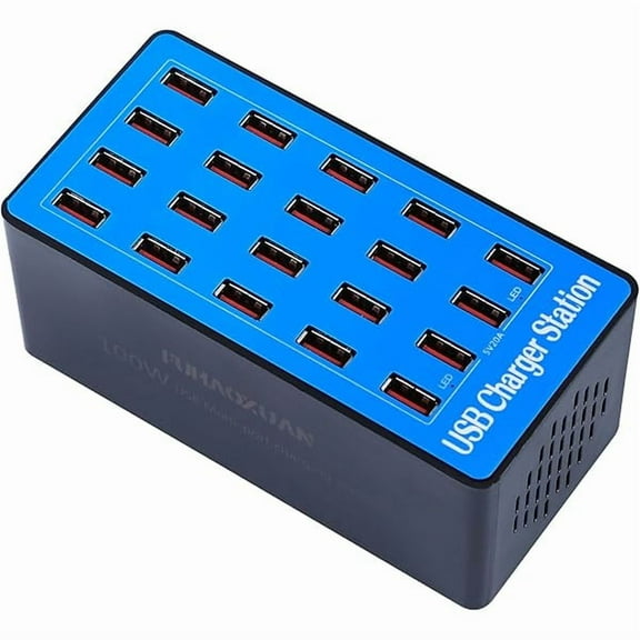 ZLCUSB Charging Station,100W 20-Port Multi Device Charger with Intelligent Safety Features,Charging Station for Multiple Devices Phone,Watch,Pad,Speakers,Headphones,PS Compact for Home,Office,Travel