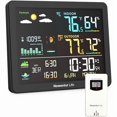 thumbnail image 1 of ZLCWeather Station Wireless Indoor Outdoor Thermometer, Atomic Clock with Tide Sunrise Sunset Time, Barometer Phase Black, 1 of 1