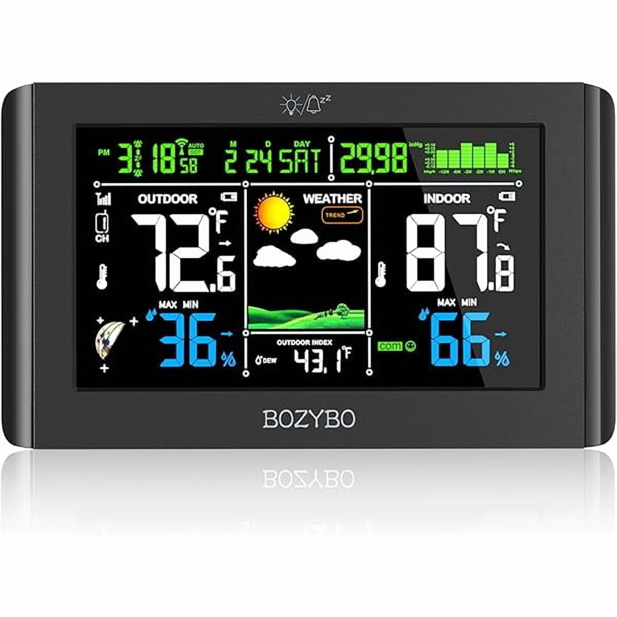 ZLCWeather Station Wireless Indoor Outdoor Thermometer: Digital Weather Thermometer with Atomic Clock Temperature Humidity Monitor with Calendar Adjustable Backlight and Calendar