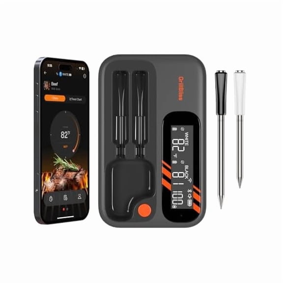 ZLCWireless Meat Thermometer - 5G Wi-Fi and 5.4 Bluetooth Meat Thermometer Digital Wireless for Grilling and Smoking with IP67 Dual Probes and Backlight LCD Display for BBQ, Smoker, Oven, Grill