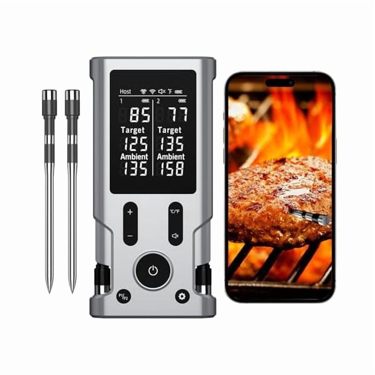 ZLCWireless Meat Thermometer, 800FT Bluetooth Cooking Thermometer, 2 Ultra-Thin Probes, LCD Display, Digital Food Thermometer for Grill, BBQ, Smoker, Air Fryer, Rotisserie