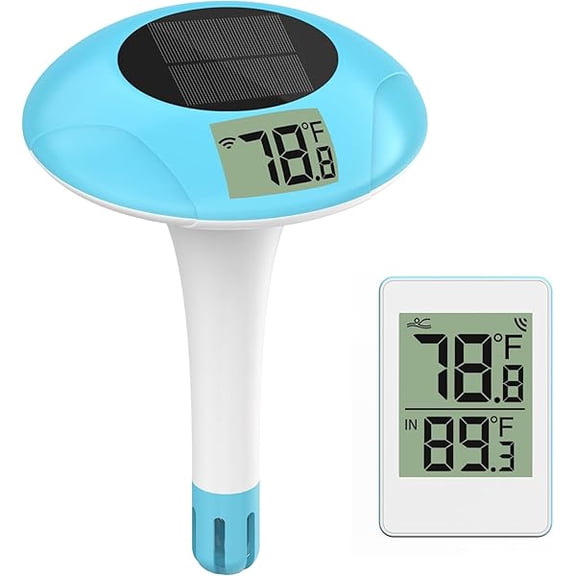 ZLCWireless Pool Thermometer, Digital Pool Thermometer Floating Easy ReadIPX8 Waterproof Solar Temperature Gauge for Ice Bath, Aquarium, Pond, 328 Feet Long Connection