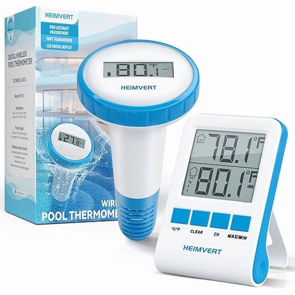 ZLCWireless Pool Thermometer, Floating Digital Thermometer with Easy-to-Read Display, IPX8 Waterproof for Hot Tubs, Swimming Pools, Aquariums, and Ponds (Light Blue, 1 Pack)