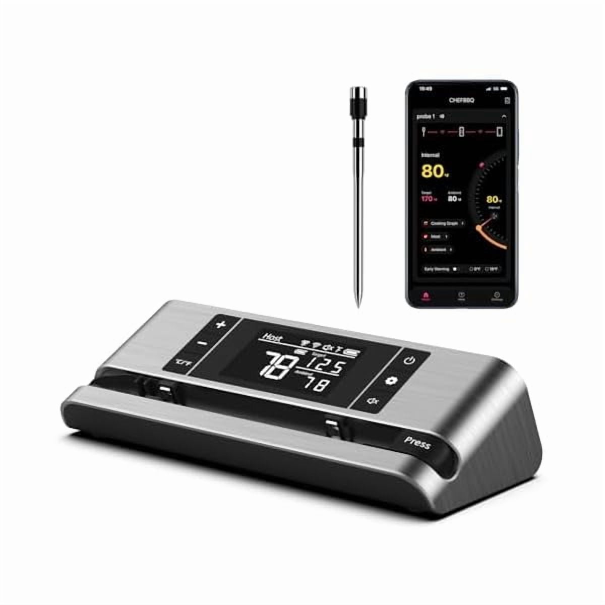 ZLCWireless Smart Meat Thermometer with Dual-Sensor Probe, 500FT Remote Monitoring, Dedicated App, Real-Time Ambient and Food Temperature Tracking for Precise Cooking Control