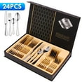 thumbnail image 1 of ZLELOUY 24 Piece Stainless Steel Flatware Set Cutlery Silverware Set,Silver Tableware Service for 6,Mirror Finish Set with Gift Box, 1 of 7