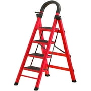 ZLERP Step Ladder 3 Step Ladder Folding Step Stool,Step Stools for Adults, 3 Step Stool with Anti-Slip and Wide Pedal,Portable Foldable Step Ladder with Handgrip Red 4 Step Ladder