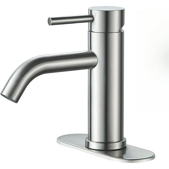 ZLF Bathroom Faucets One Hole Modern Sink Faucet Brushed Nickel, Single Handle Rv Bathroom Faucet with 3 Hole Deck Plate, Water Supply Lines