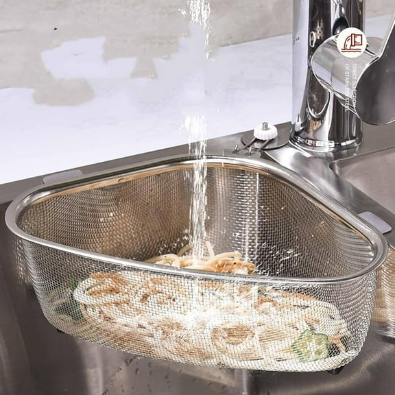 ZLF Stainless Steel Side Sink Drain Strainer Basket, Food Catcher For Corner Hanging Sink Basket, Kitchen Sink Food Waste Filter and Vegetables Fruits Clean