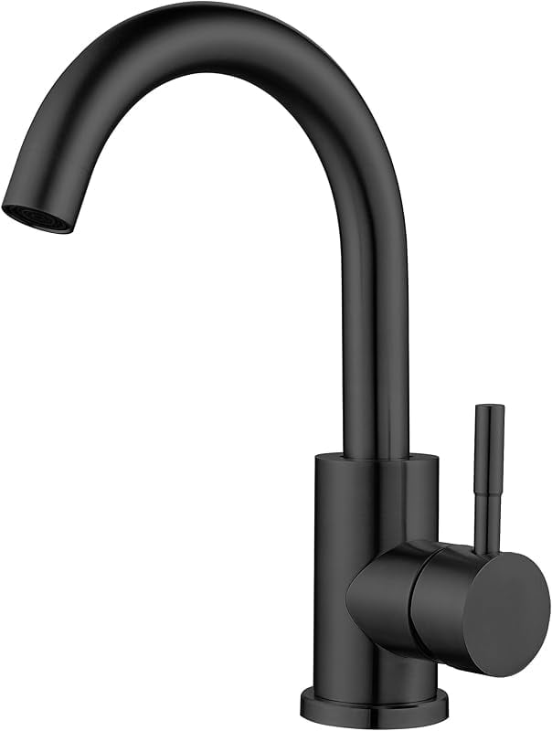 Cnshop Matte Black Bar Faucet, Single-Hole Stainless Steel Prep Faucet for Kitchen and Bathroom