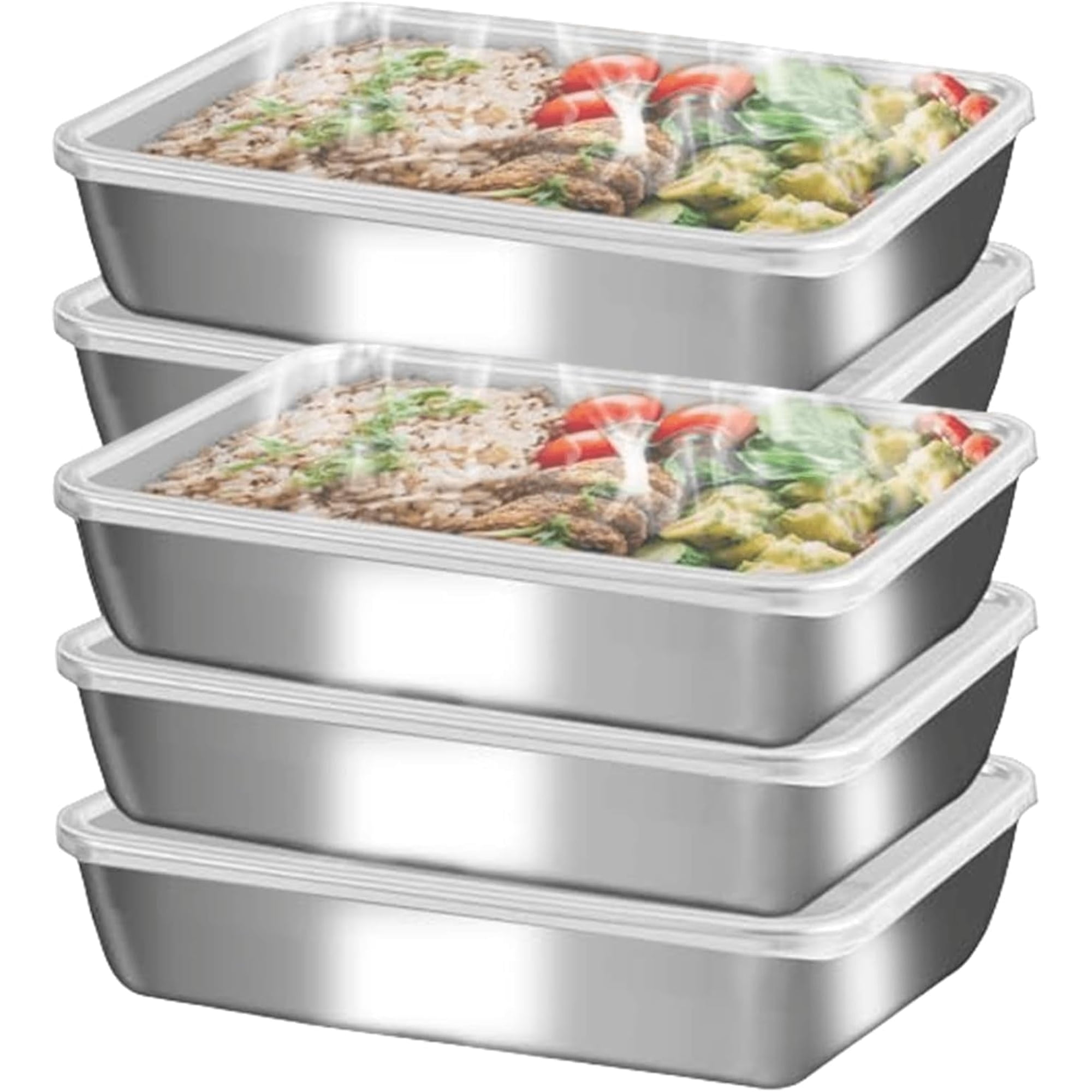 ZLF stainless steelFood Storage Containers setsstorage box with lidfreezer FrozenKitchen tray with lidOven plateSide dish plate Freezer & Dishwasher Safe