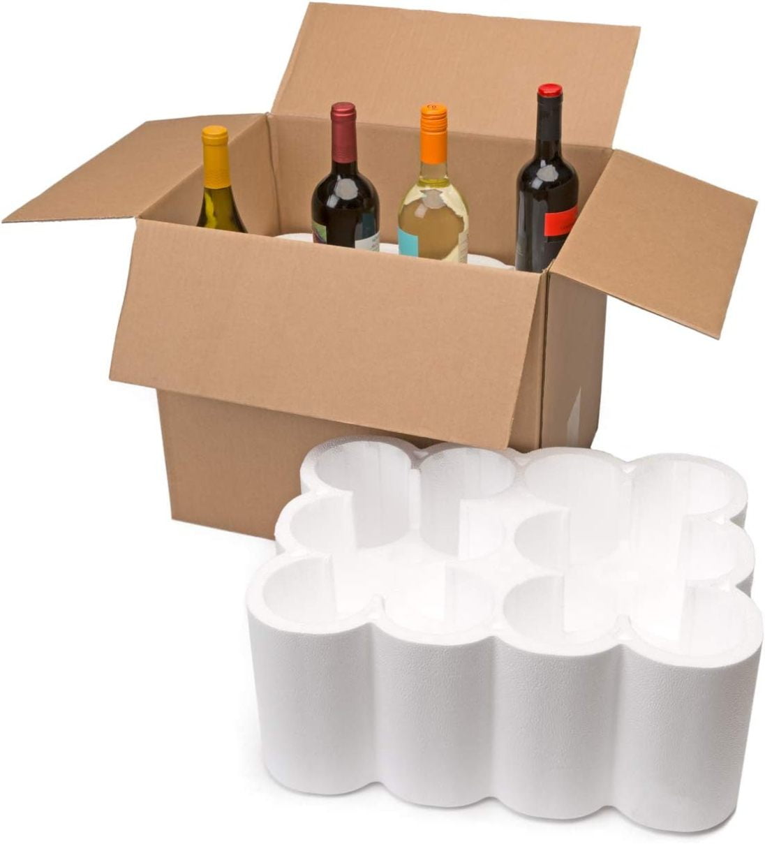 ZLGP Wine 12 Bottle Wine Shipping, Moving & Packing Kit - Includes a 18-1/8 x 13-7/8 x 15-1/2 Box & Styrofoam Inserts