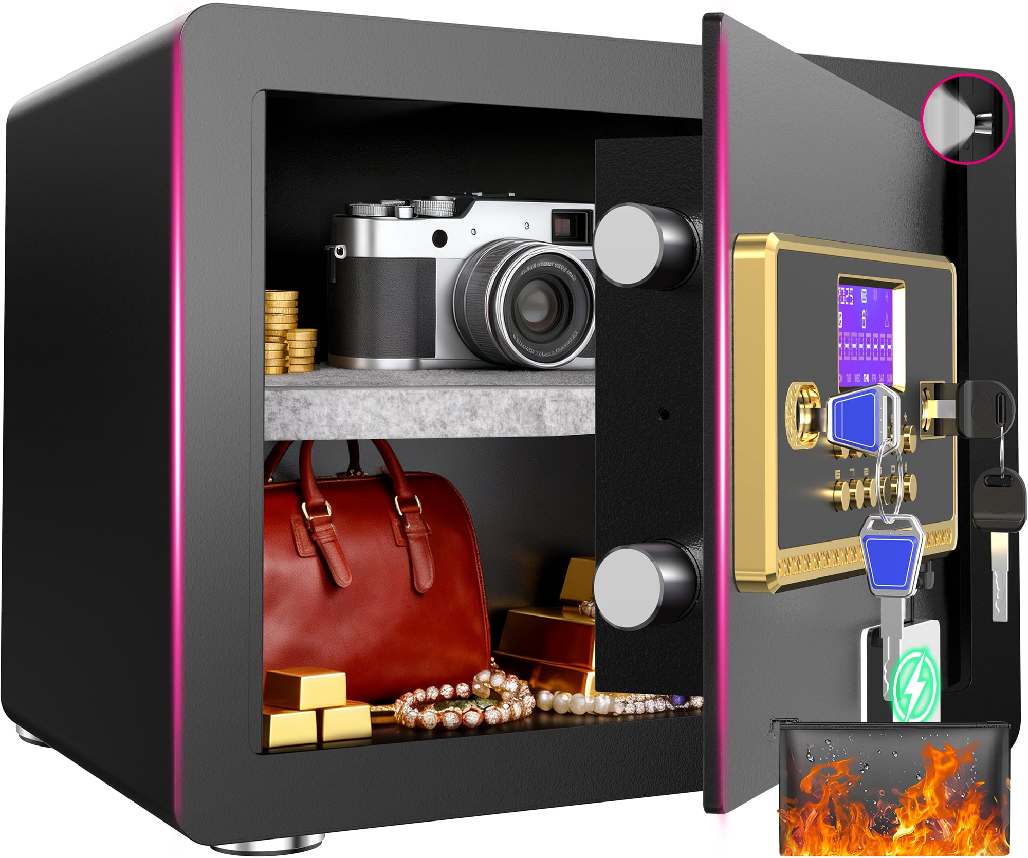 Walmart Deals of Walmart Black Friday Deals 2025 - SYSENFO 1.5 Cuft Home Security Safe Box with Digital Keypad, Adjustable Shelf, Fireproof & Waterproof Bag