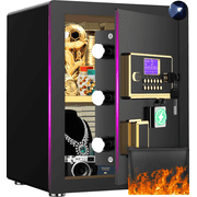 SYSENFO 3.0 Cuft Large Security Safe Box, Digital Keypad Lock, Built-in Alarm System & Fireproof Bag, Home & Office Safe for Cash, Valuables (Black)