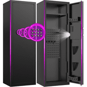 SYSENFO 8-10 Gun Cabinet, Quick Access Digital Keypad Safe for Rifles & Pistols, Removable Shelves & Pegboard, Unassembled Home Storage