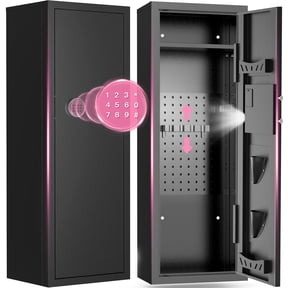 SYSENFO 8-10 Gun Cabinet, Quick Access Long Gun Safe for Home Rifles and Pistols, Large Unassembled Rifle Safe with Removable Shelves, Digital Keypad, Pegboard